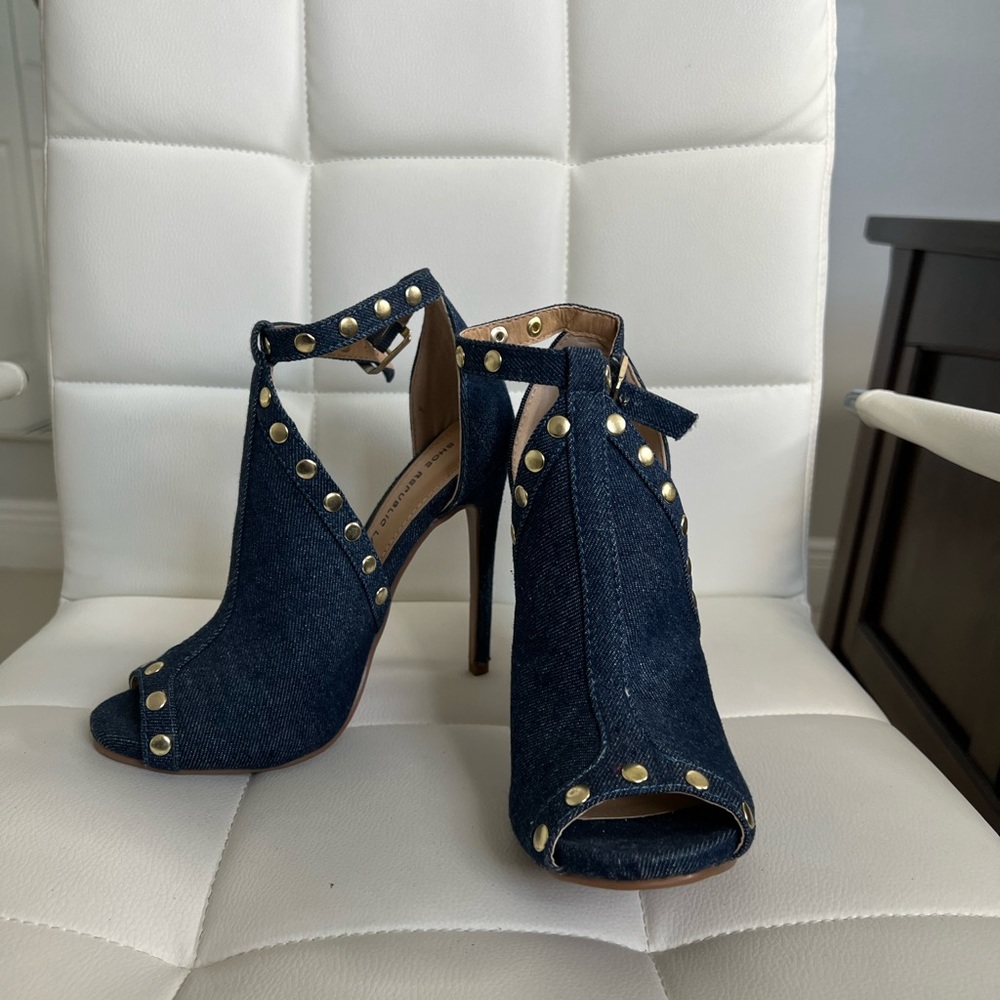 Blue denim heels